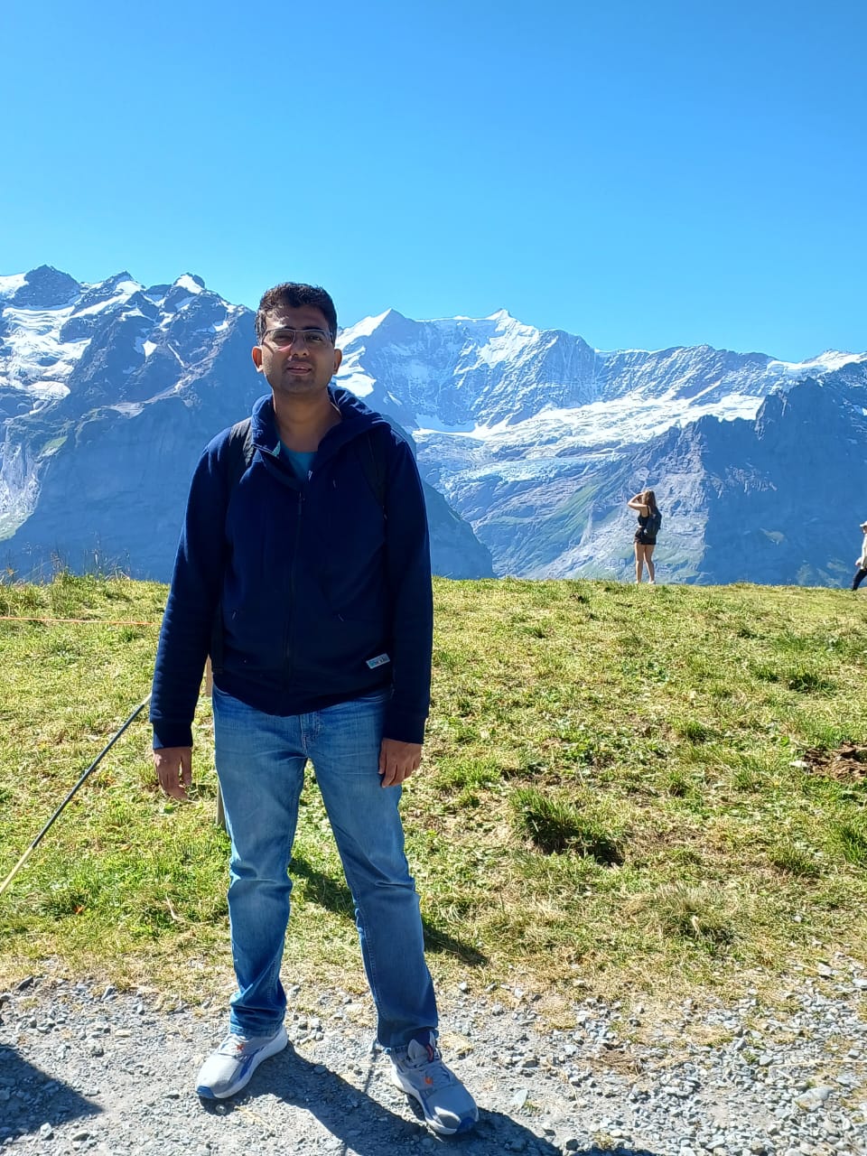 Rohit in the Swiss Alps in summer